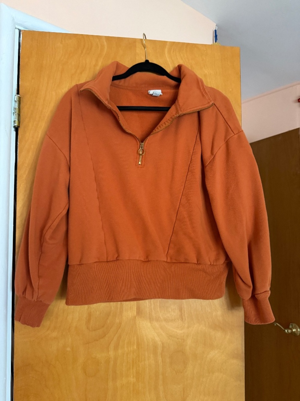 A New Day Cropped Orange Quarter Zip, Size XL